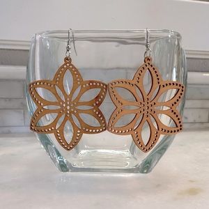 NEW wooden floral earrings